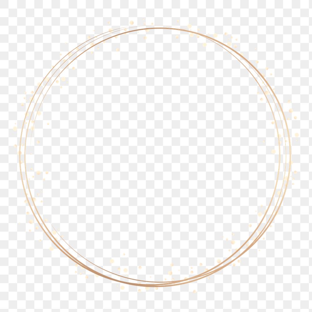 Round gold frame png geometric shape, transparent background
