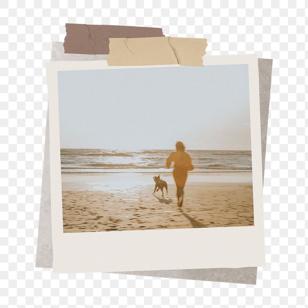 PNG Beach travel instant film frame, transparent background