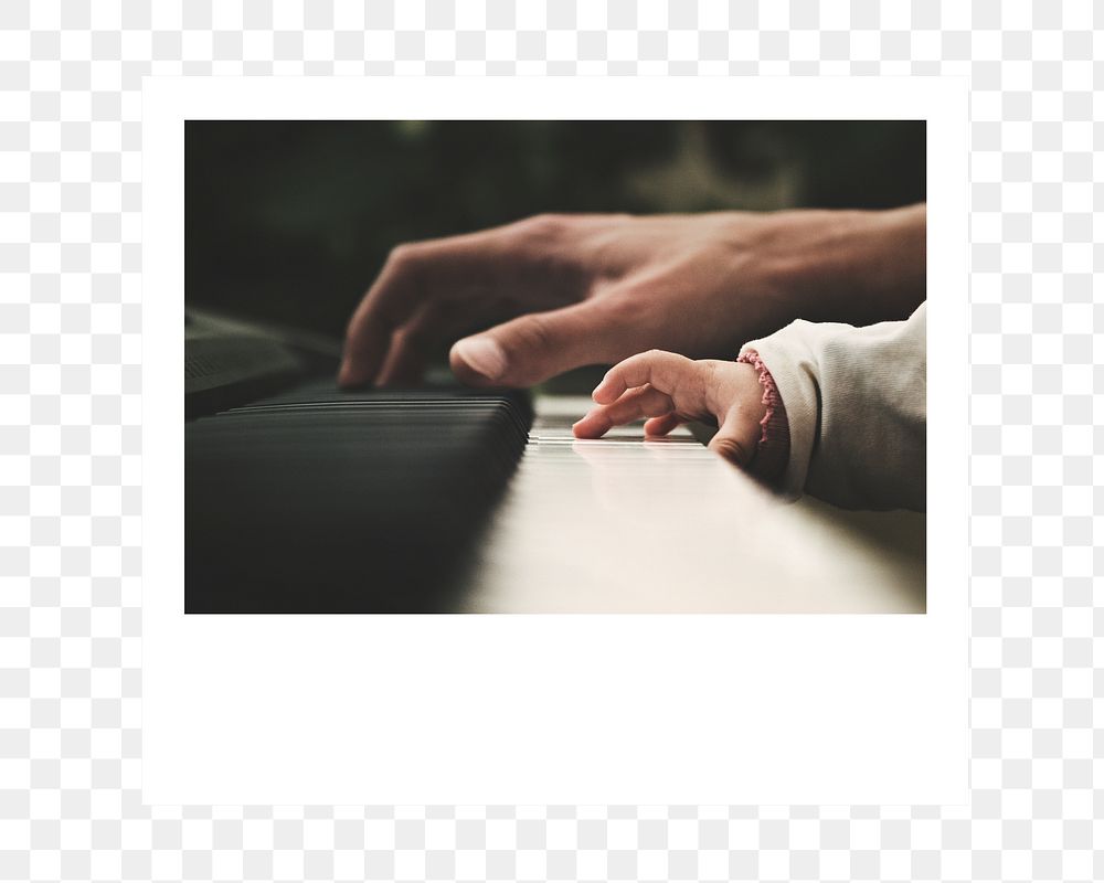 PNG Playing piano instant film frame, transparent background