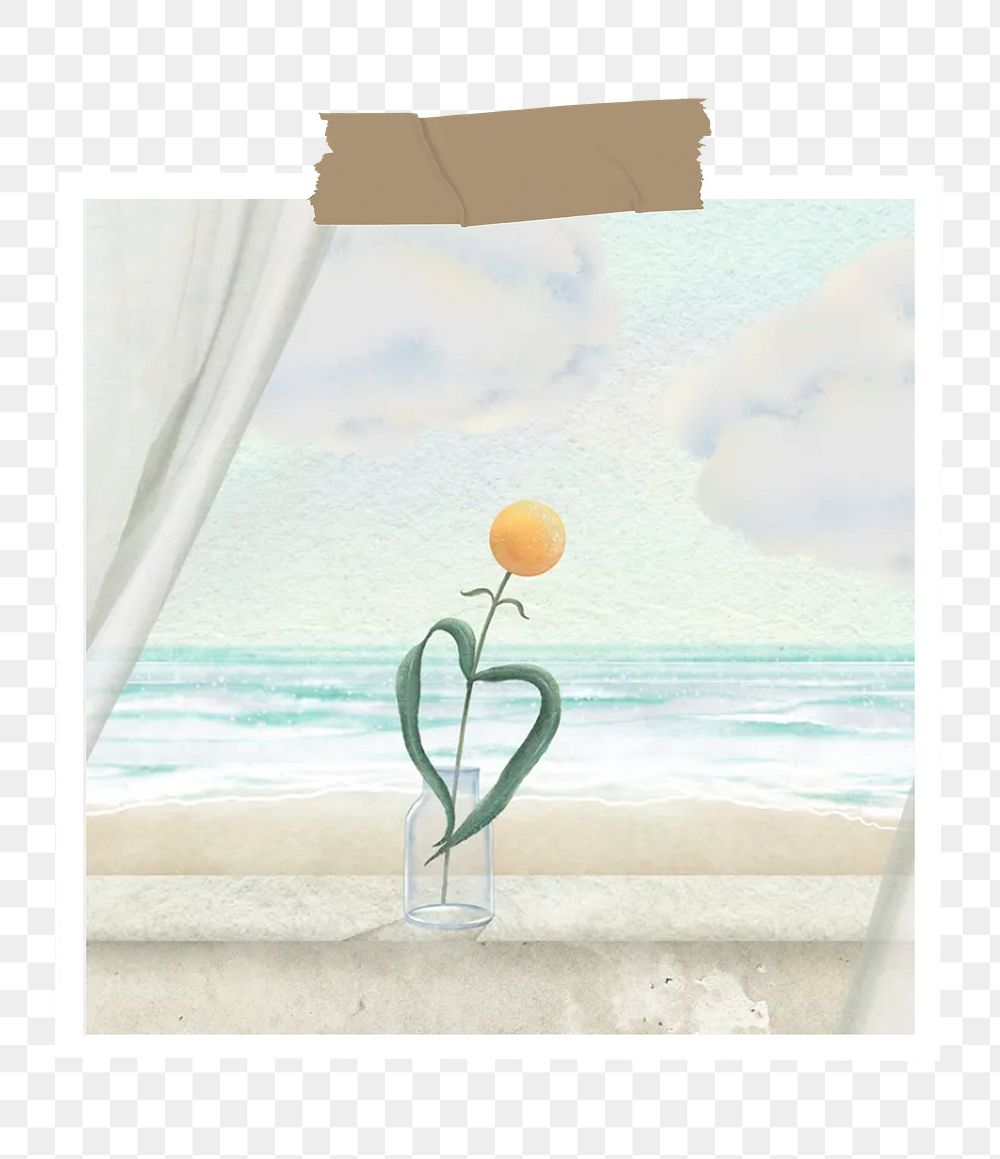 Flower near window png notepaper, transparent background