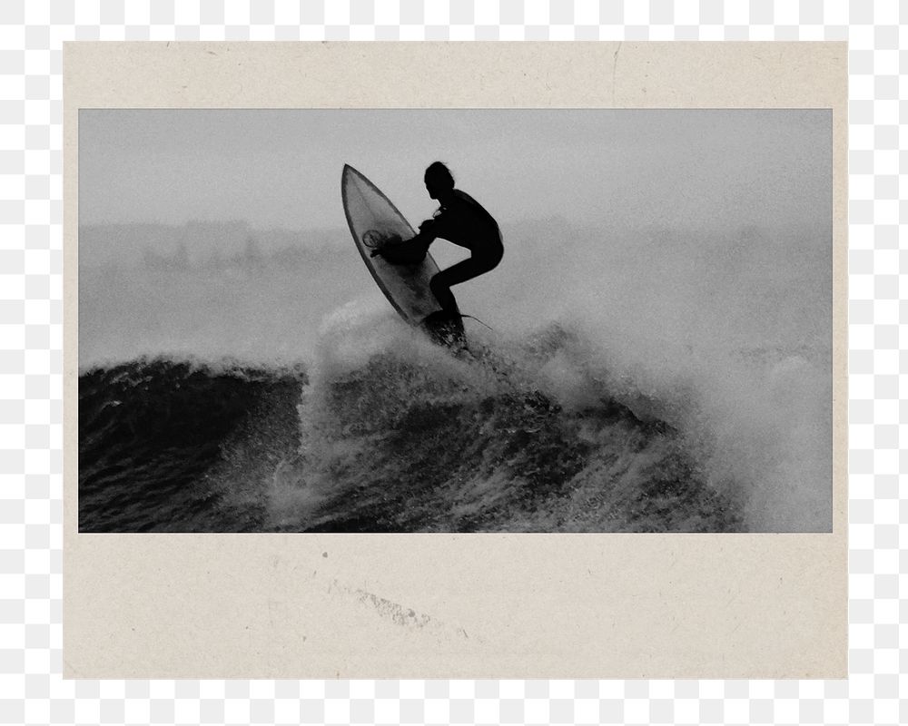 PNG Surfing  instant film frame, transparent background