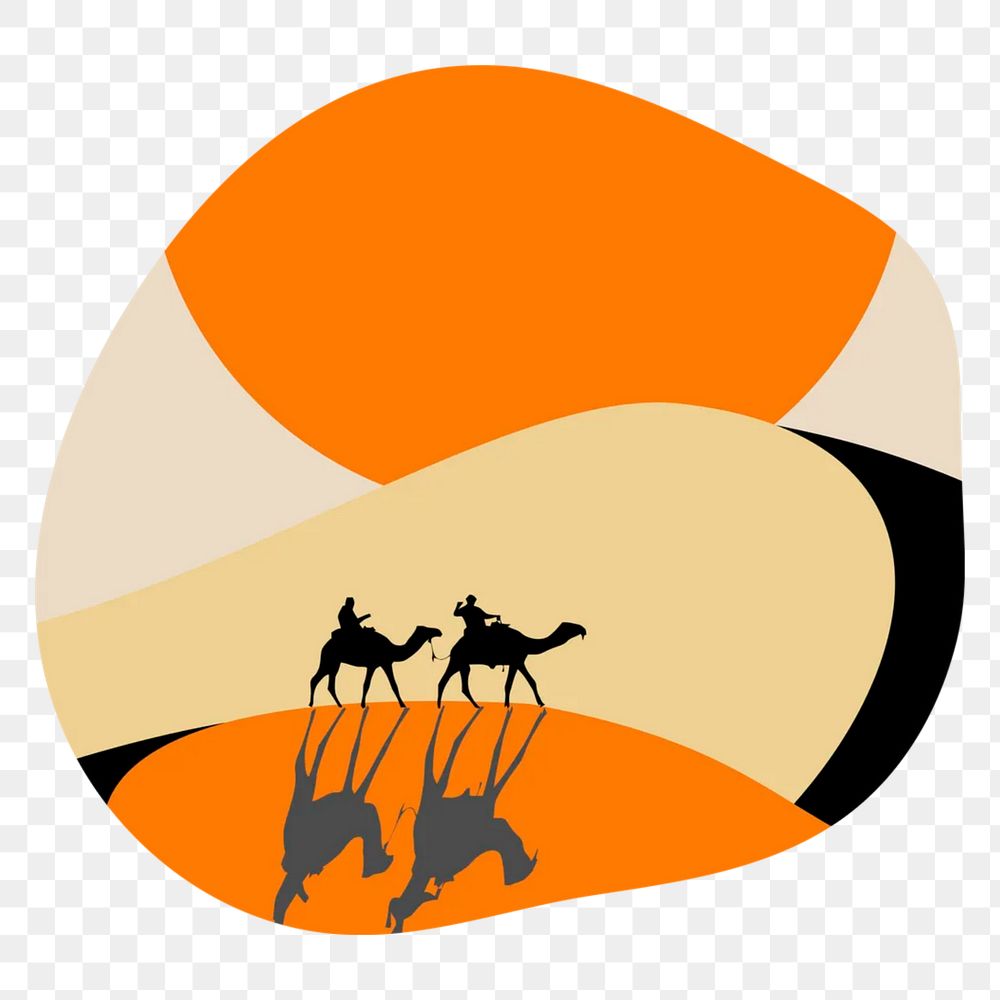 PNG Camels illustration badge shape, transparent background. Remixed by rawpixel.