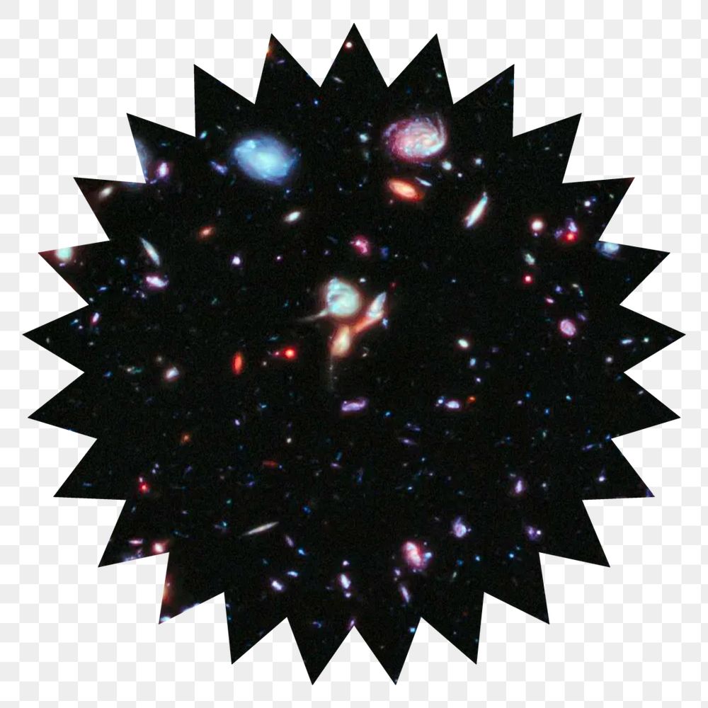 Celestial badge png black galaxy, transparent background