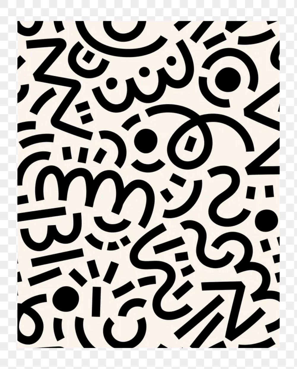 PNG abstract Memphis black pattern, transparent background