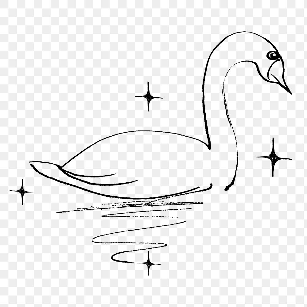 Vintage swan png animal illustration, transparent background