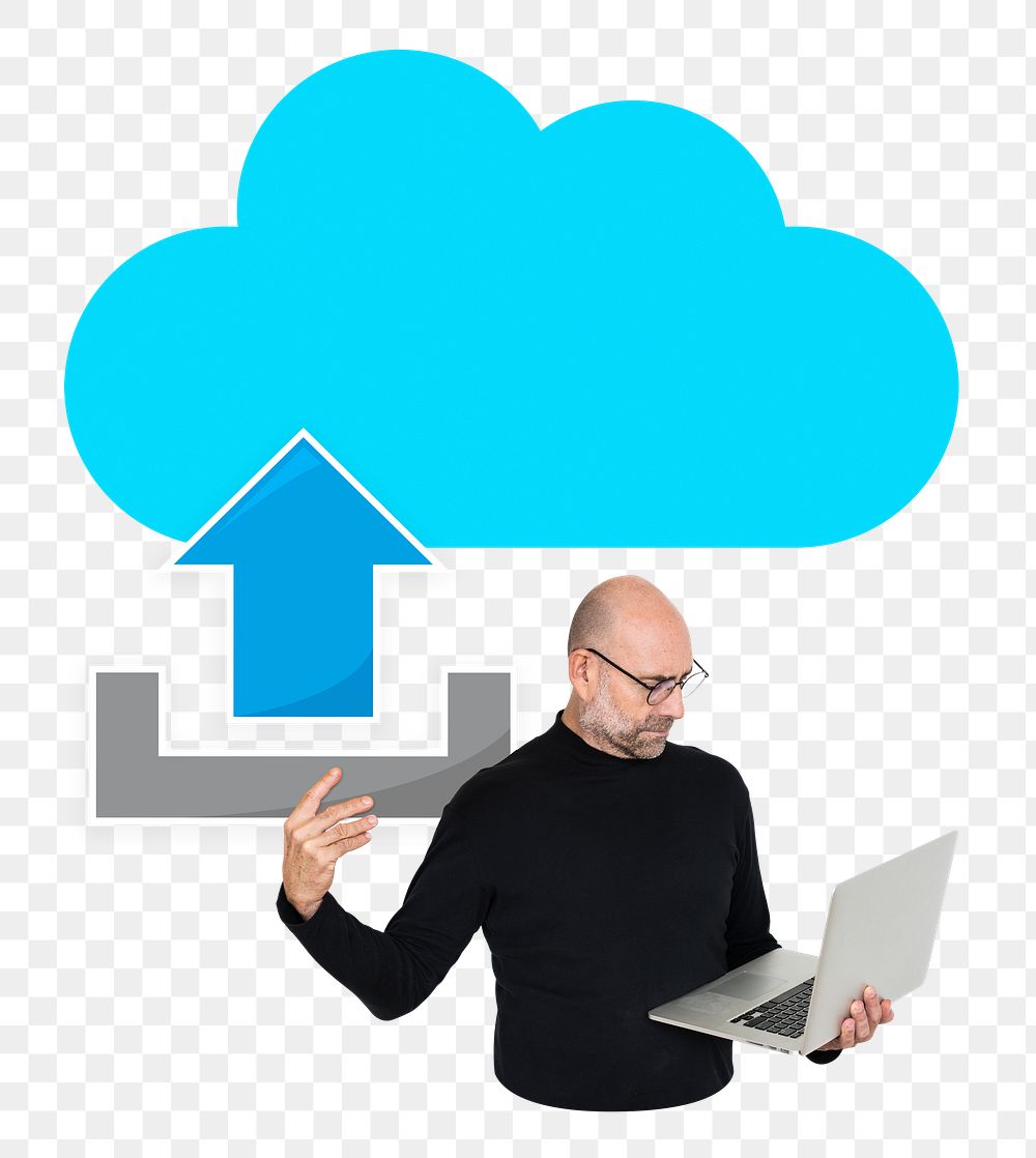 Cloud upload png element, transparent background