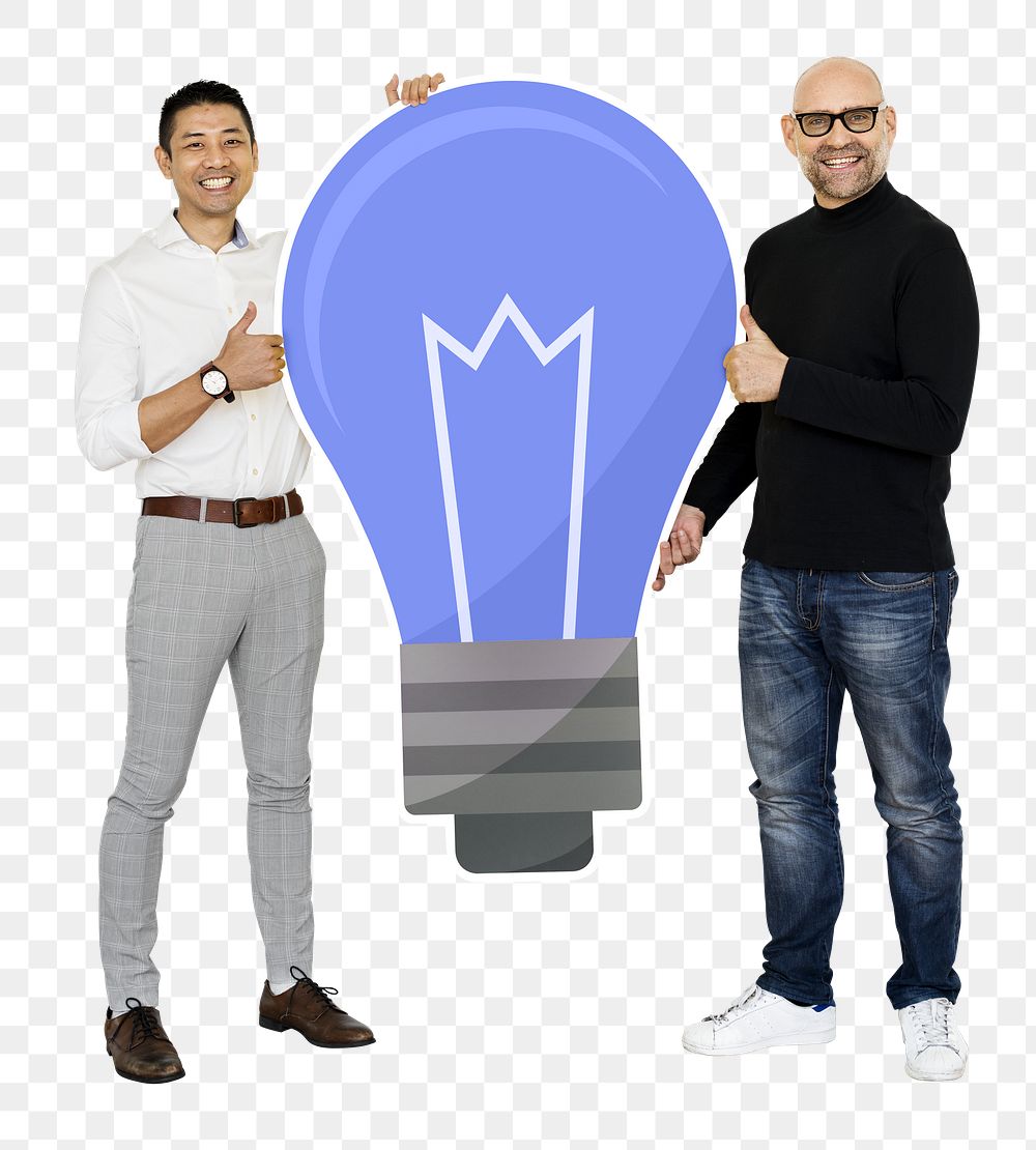 Creative partners png with bright ideas, transparent background