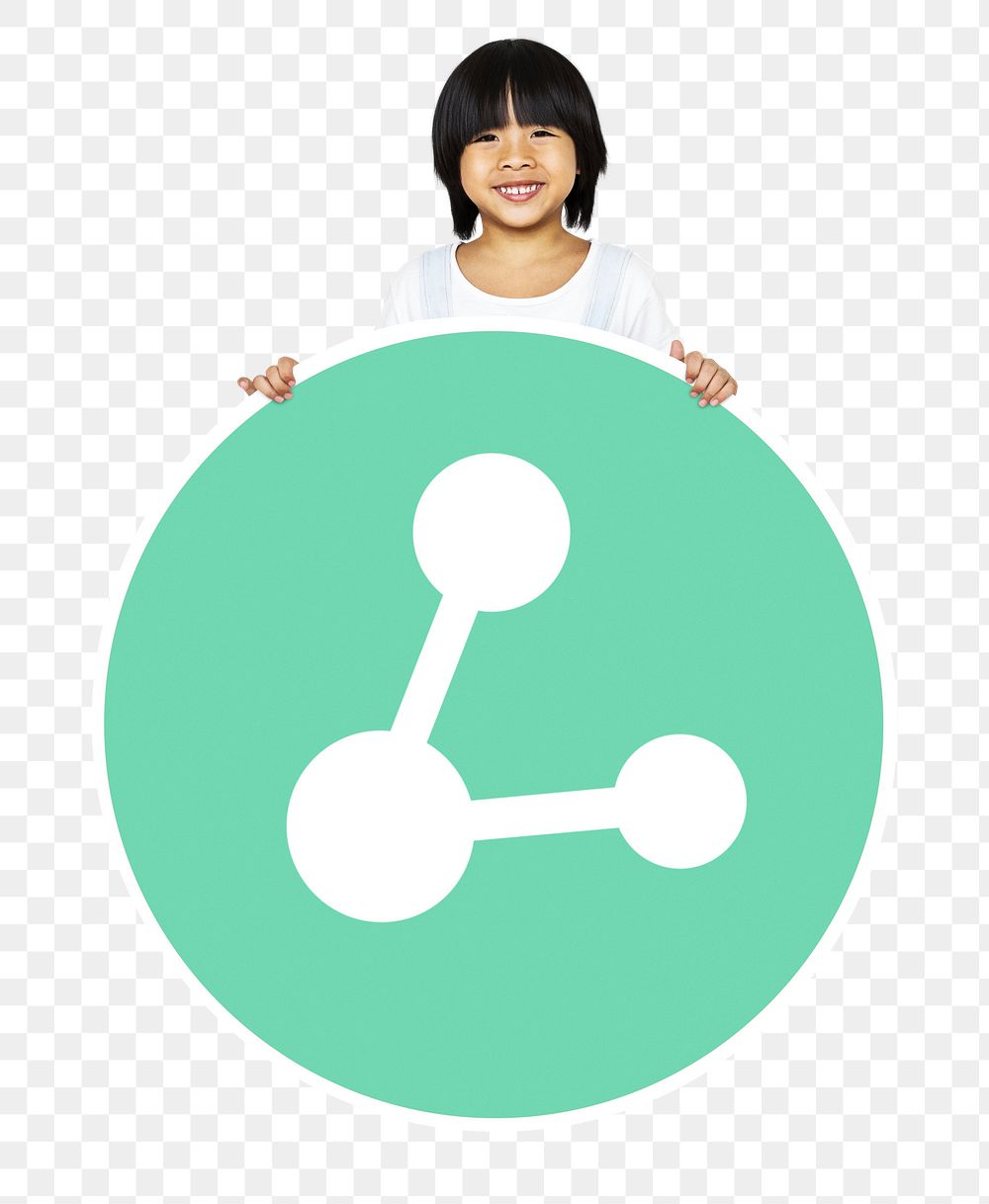 Share icon png with smiling kid, transparent background