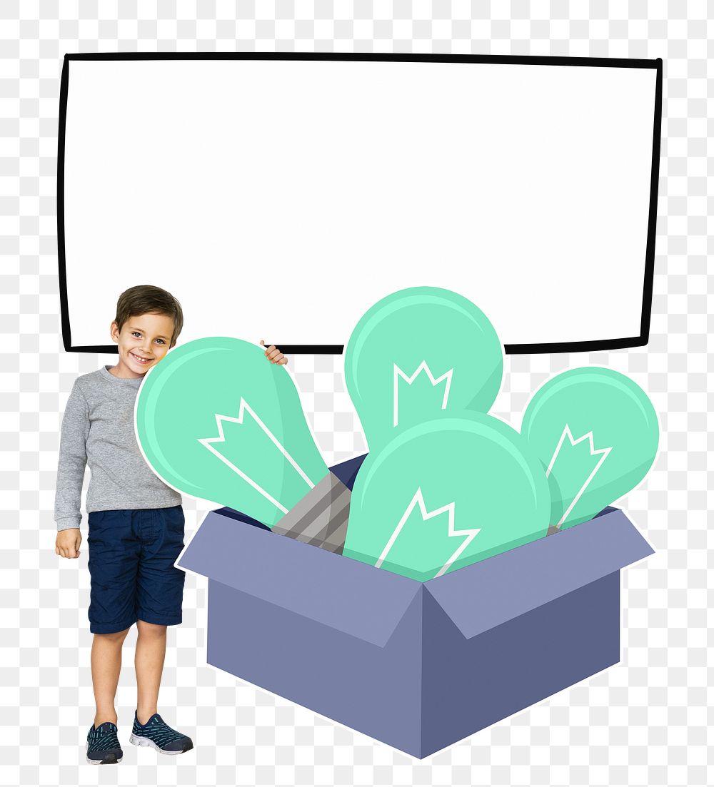 Png boy with creative ideas, transparent background