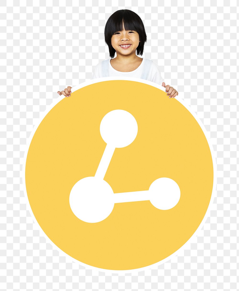 Png boy with  share icon, transparent background