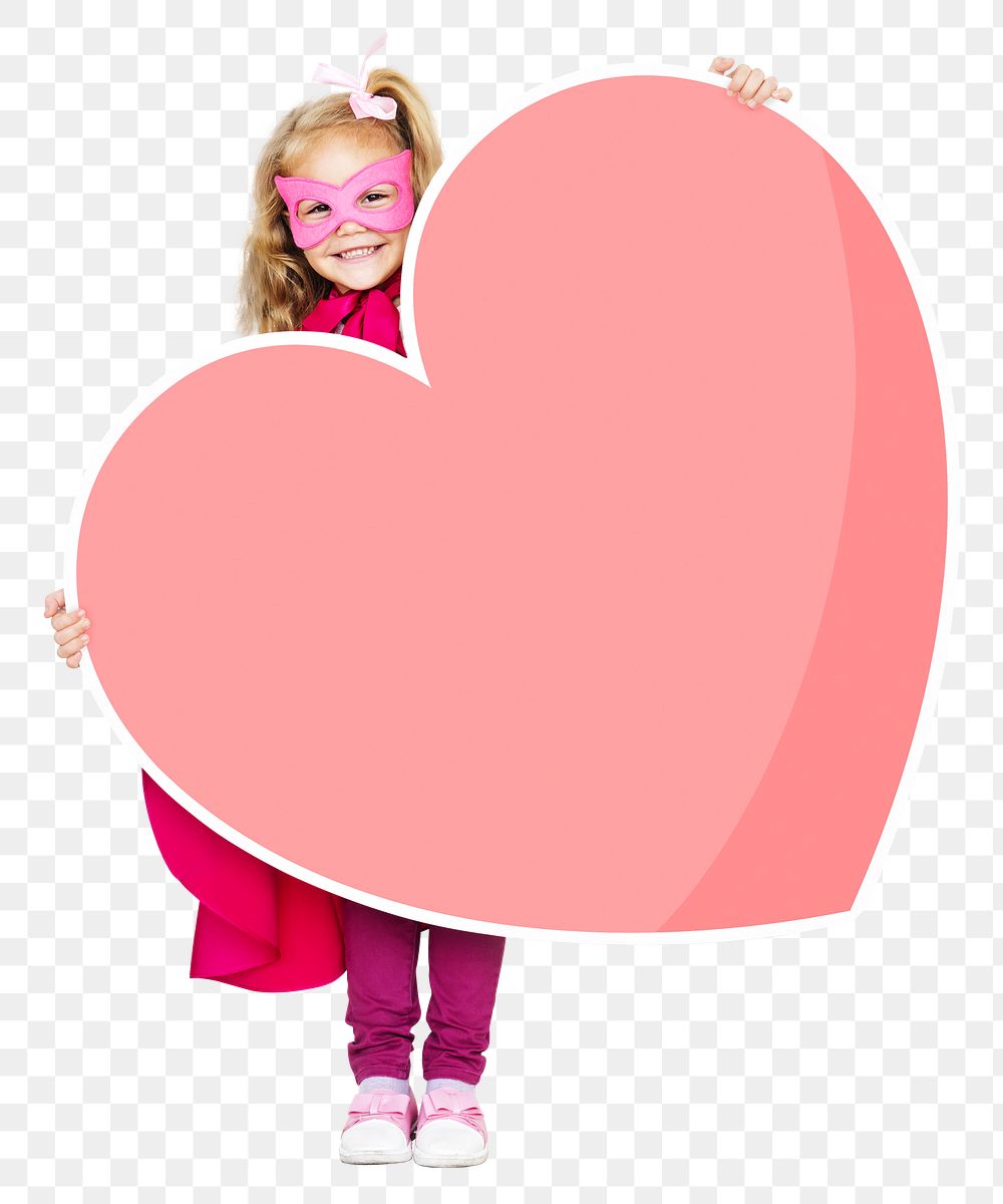 Png  superhero holding  heart icon, transparent background