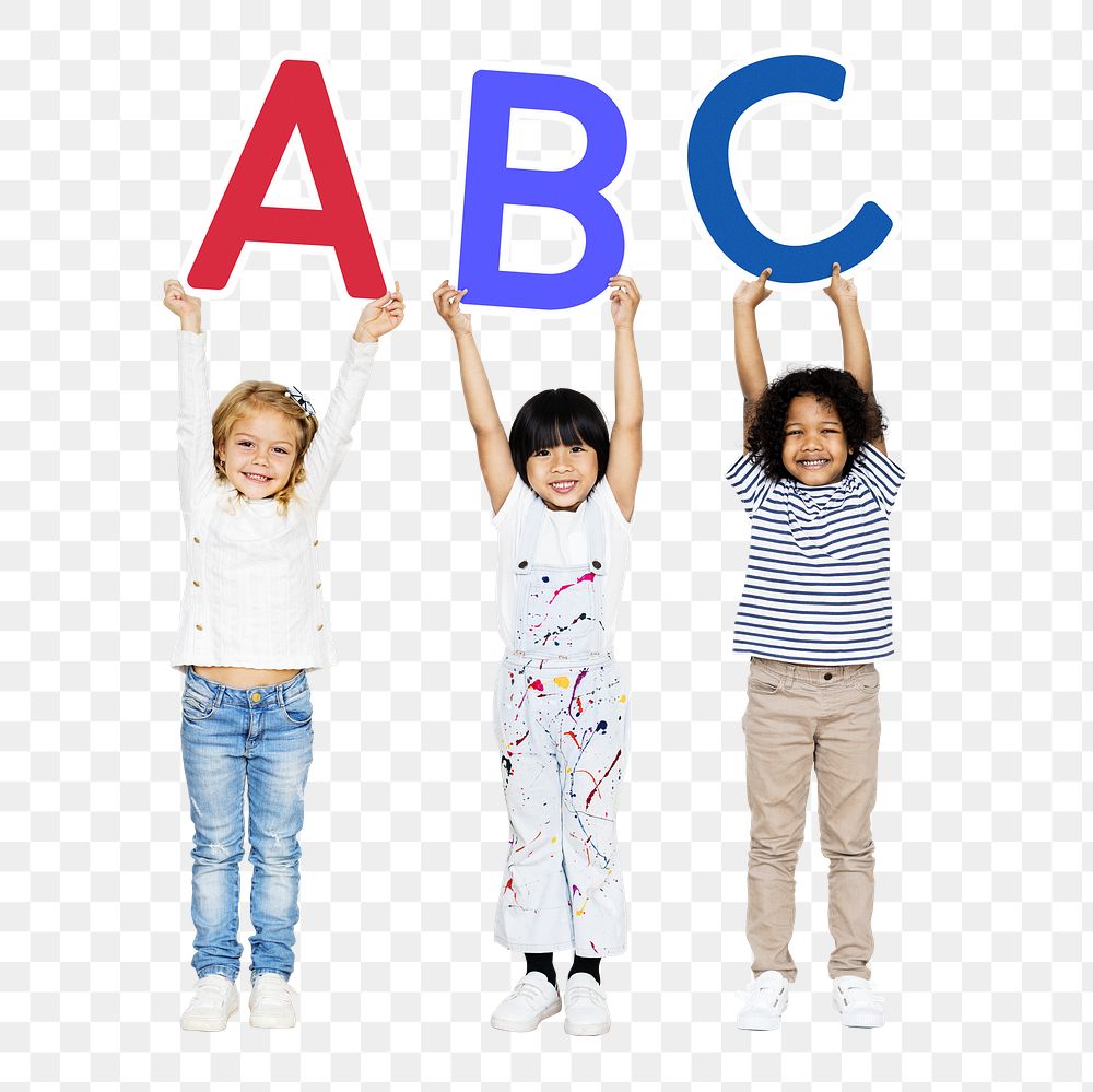 Png  diverse kids ABC, transparent background