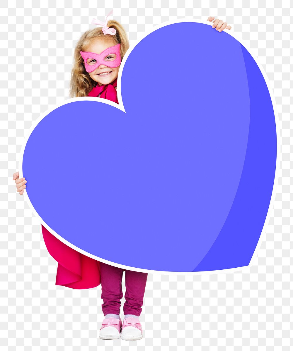Png superhero holding  heart icon, transparent background