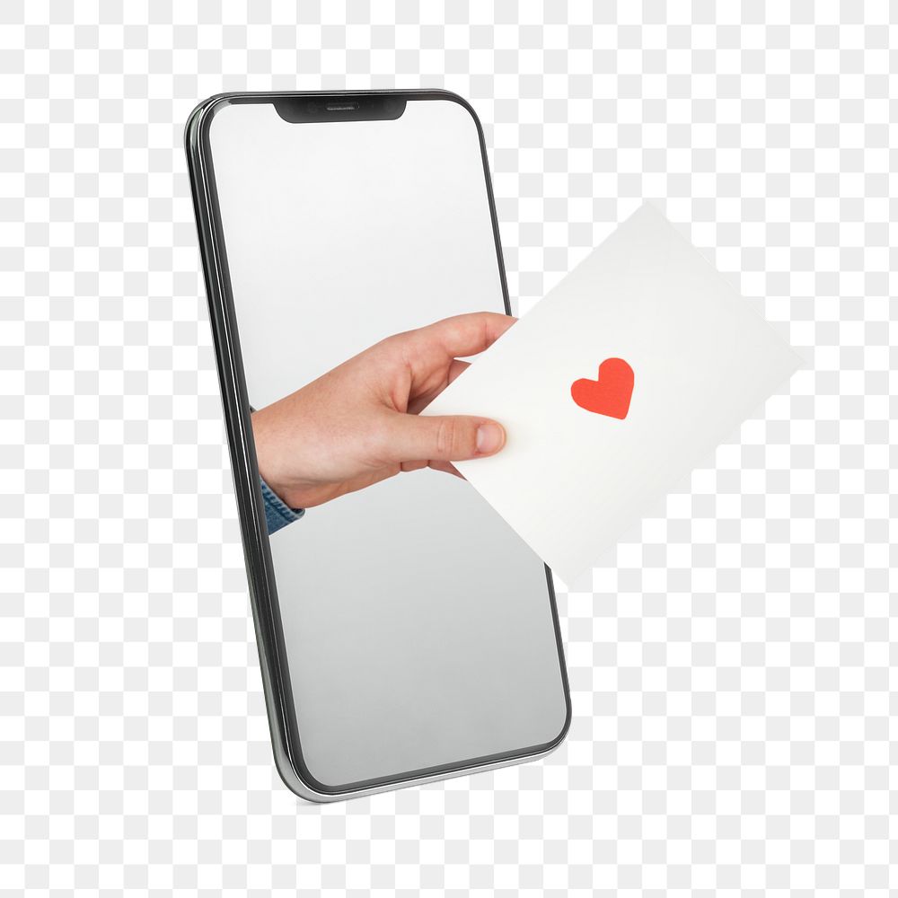 Love letter png, mobile phone, digital design, transparent background