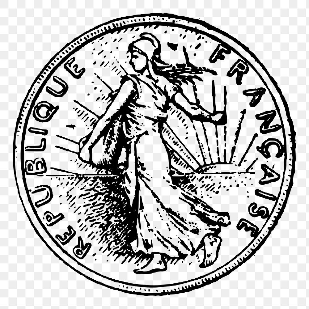 Francaise Republique coin png illustration, transparent background. Free public domain CC0 image.
