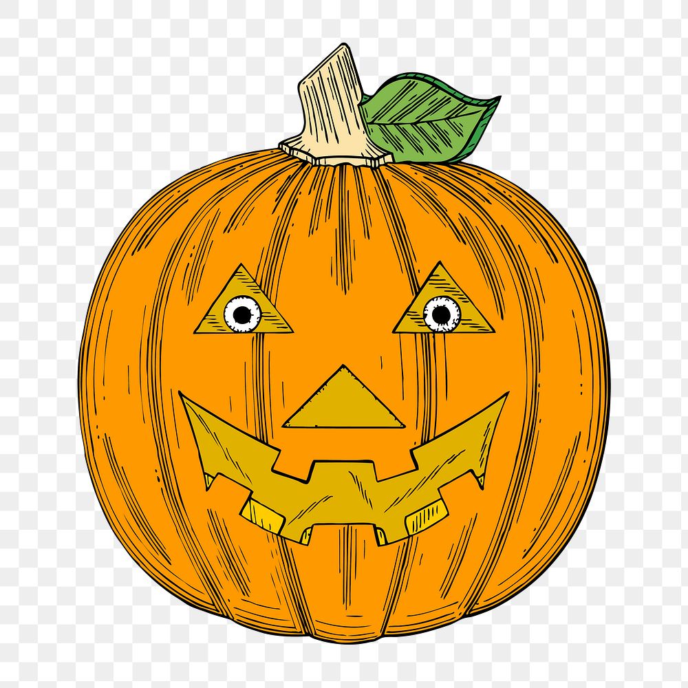 Halloween pumpkin png illustration, transparent background. Free public domain CC0 image.
