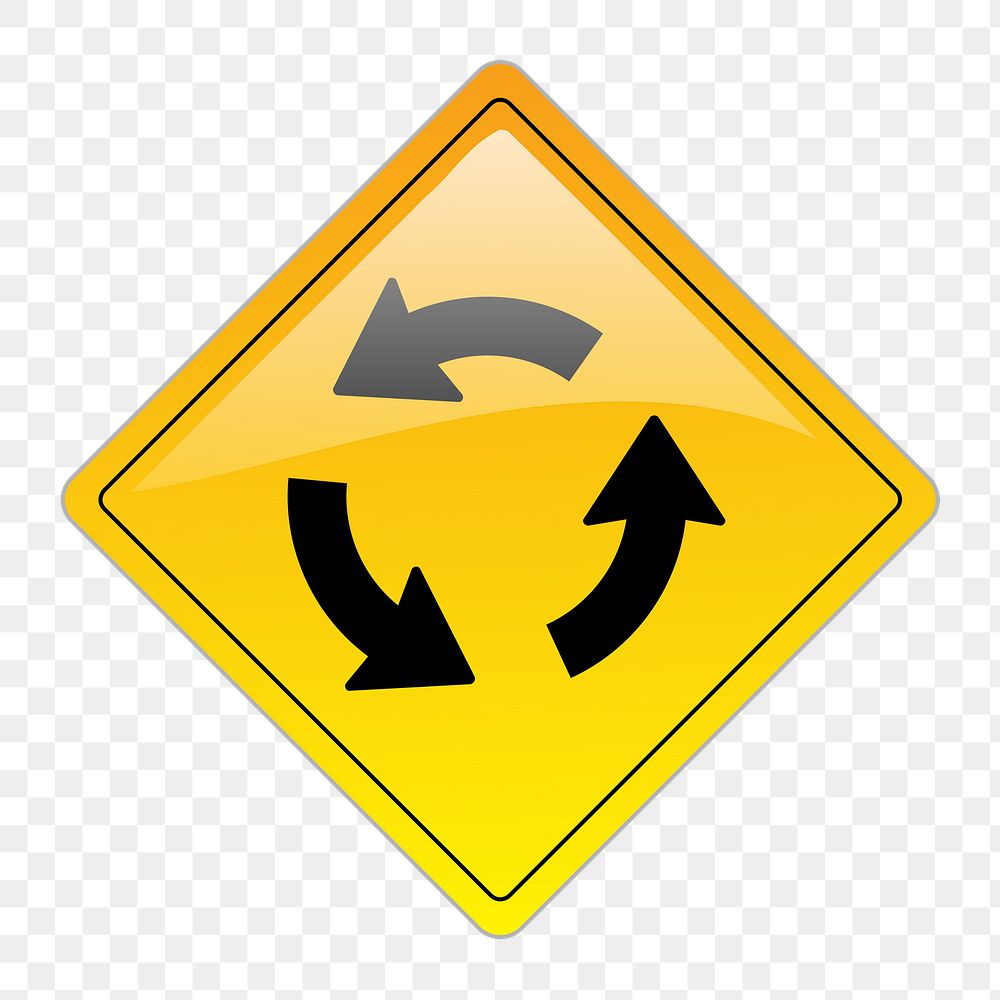 Roundabout traffic sign png illustration, transparent background. Free public domain CC0 image.