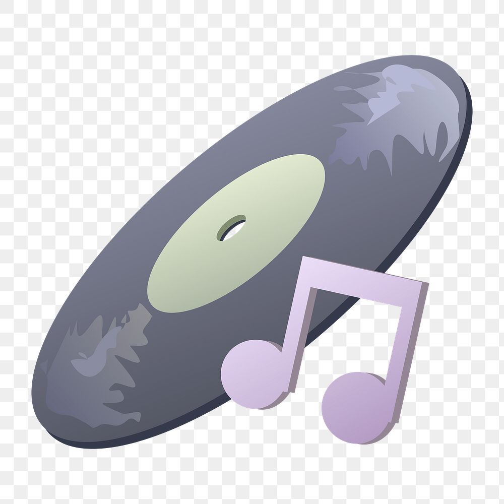Vinyl record with music note png illustration, transparent background. Free public domain CC0 image.