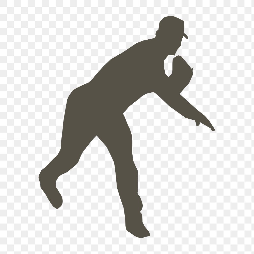Baseball player Silhouette png illustration, transparent background. Free public domain CC0 image.