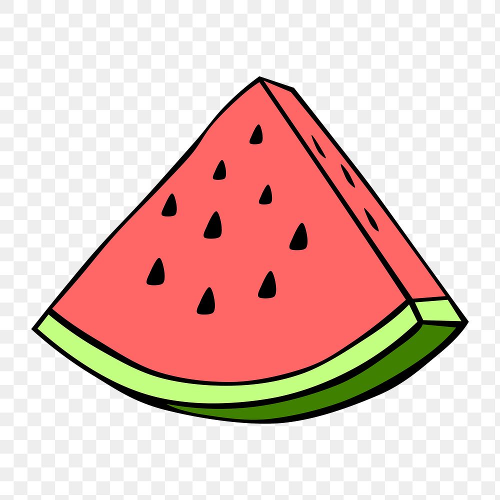 A piece of watermelon png illustration, transparent background. Free public domain CC0 image.