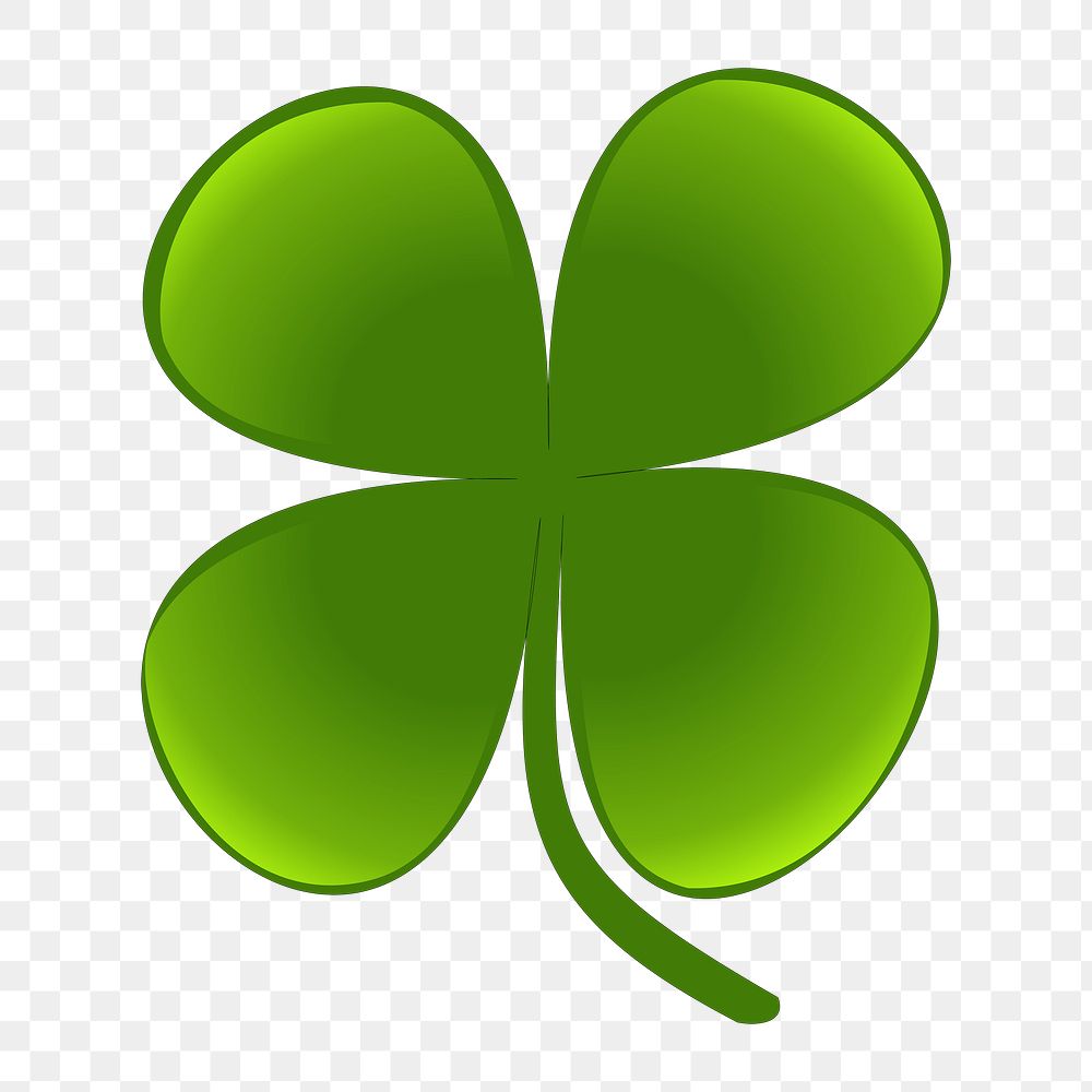 Four leaf clover faith, hope, love, and luck png illustration, transparent background. Free public domain CC0 image.