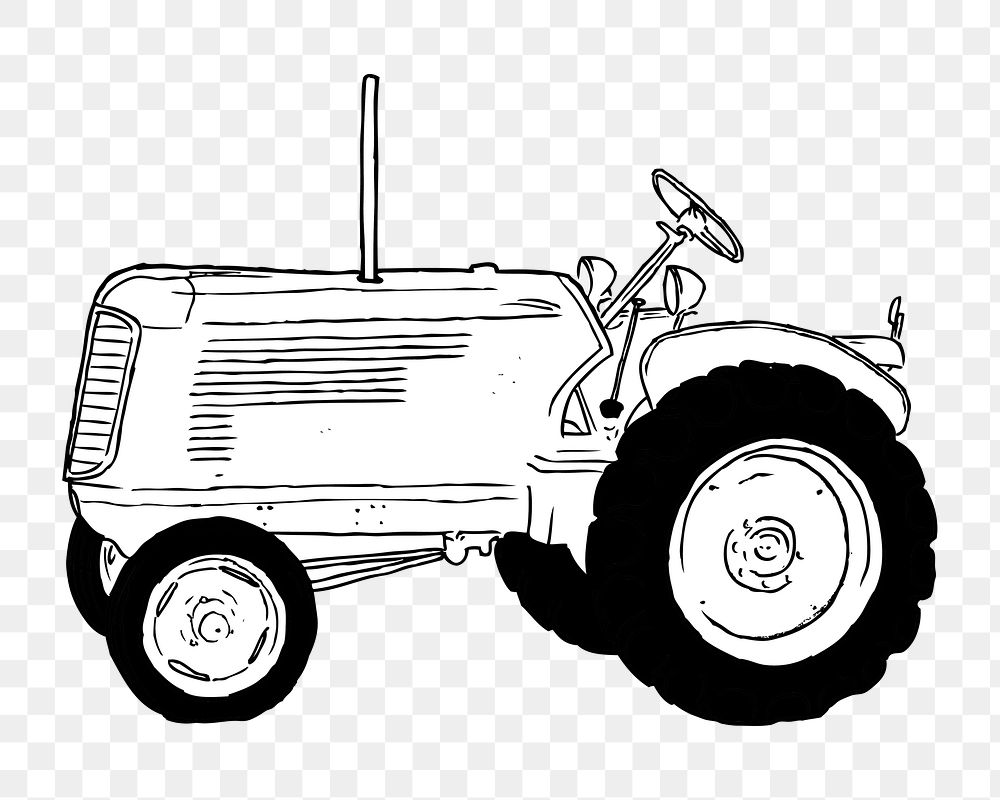 Farm tractor png illustration, transparent background. Free public domain CC0 image.