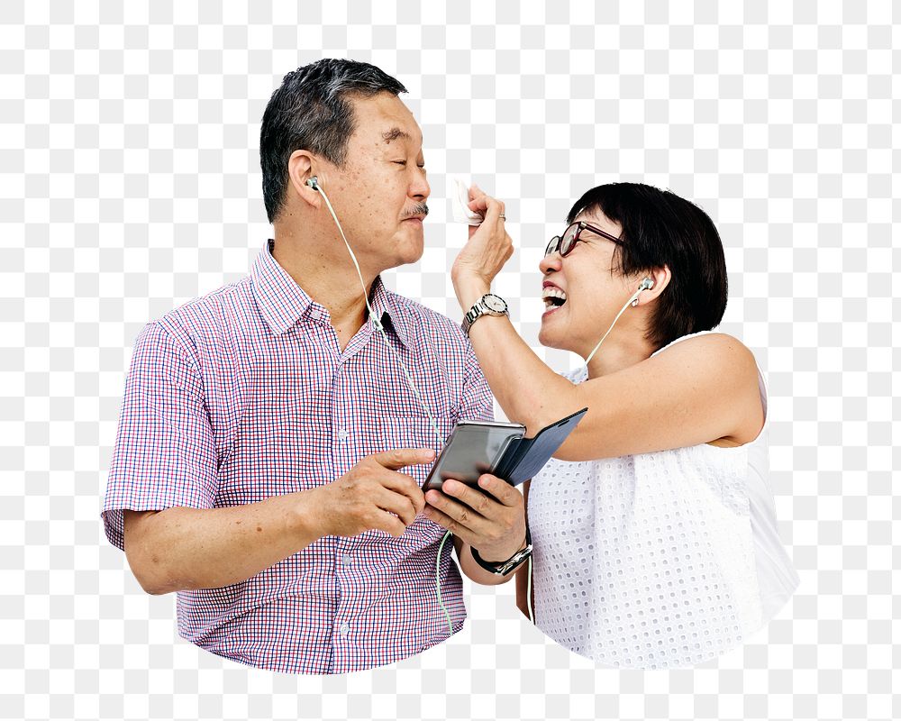 Happy Asian couple png, transparent background