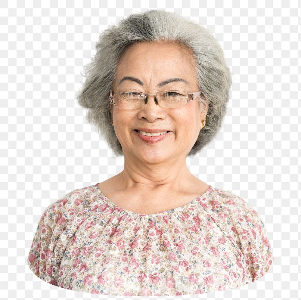 Senior woman png element, transparent background