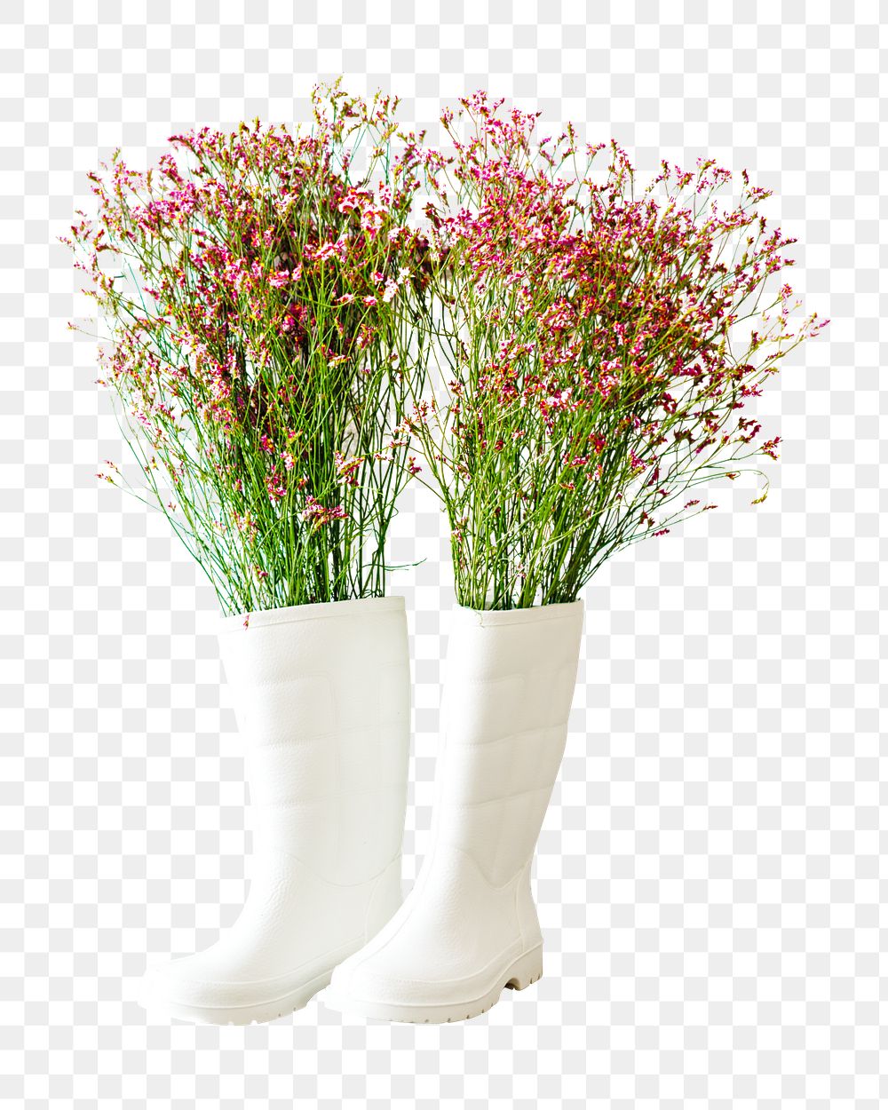 Gardening boot png with flower elements, transparent background