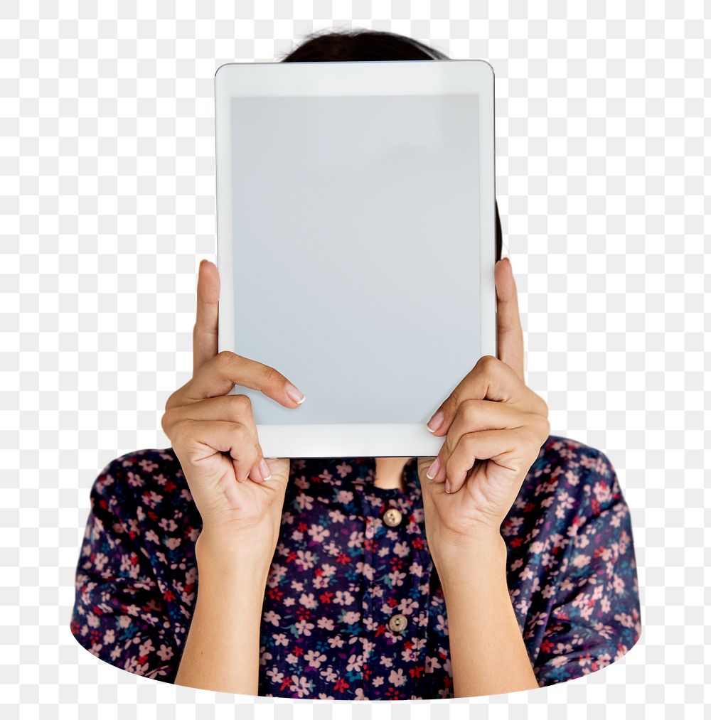 Woman holding placard png element, transparent background