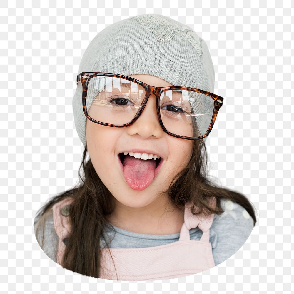 Girl png with eyeglasses, transparent background