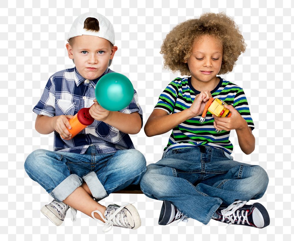 School kids playing png, transparent background