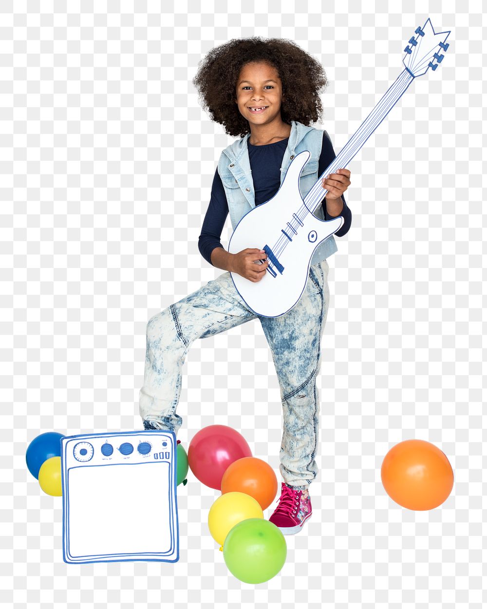 Guitar kid png, transparent background