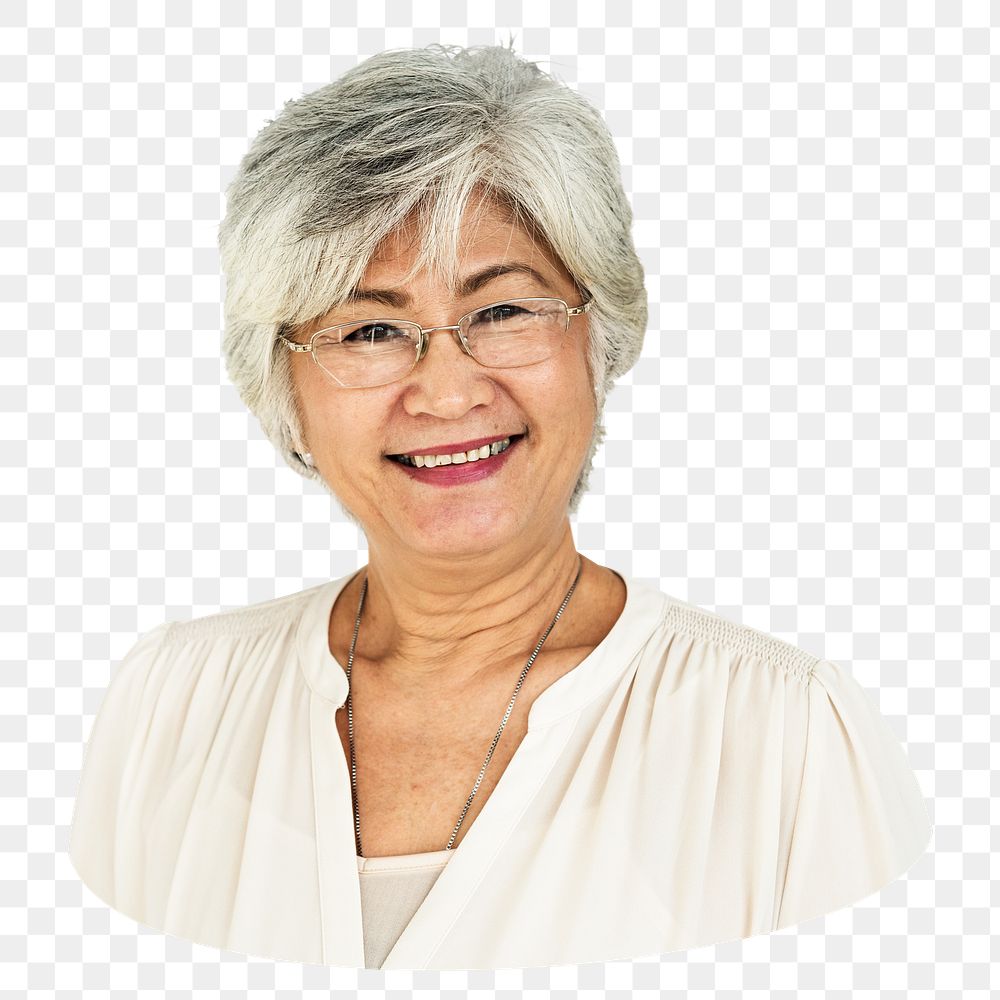 Senior woman png element, transparent background