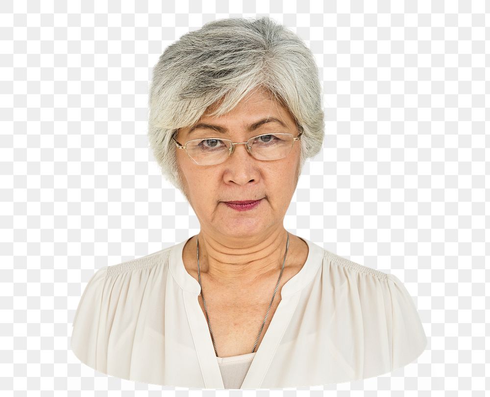 Senior woman png element, transparent background
