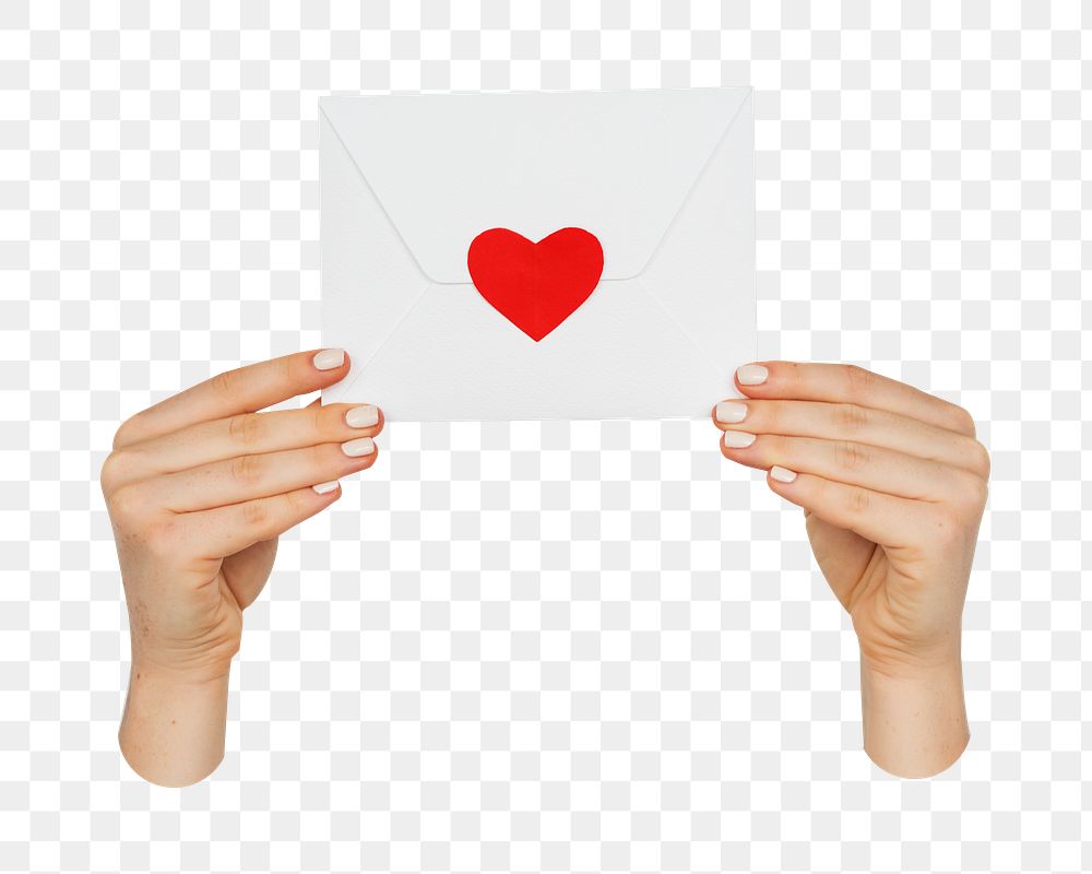 Hands holding love letter png, transparent background