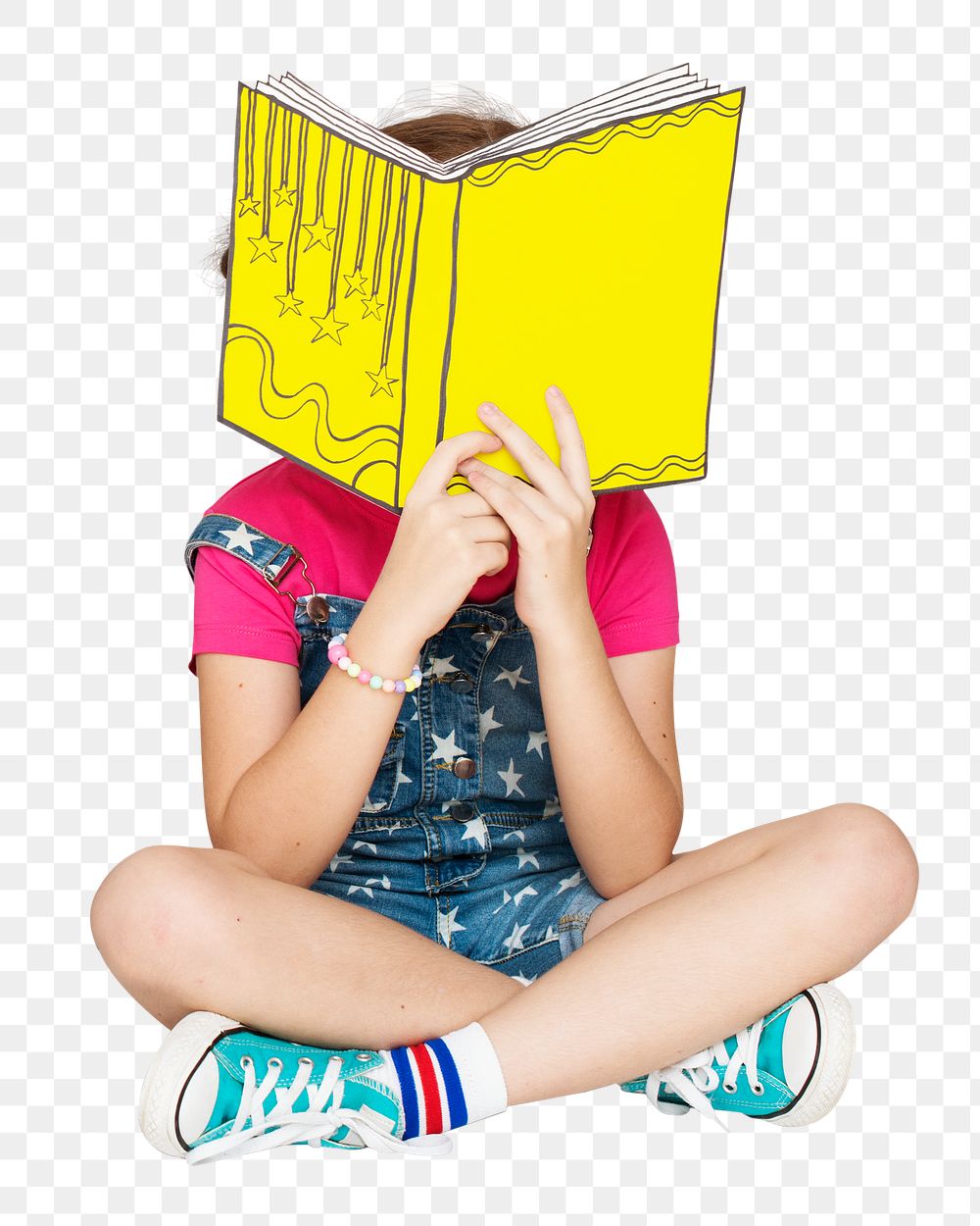 Png girl reading, isolated image, transparent background