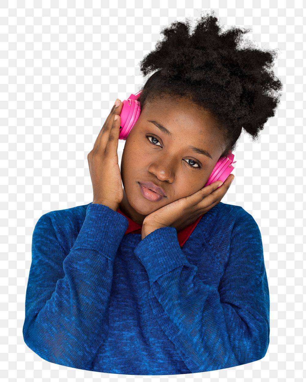 Young African girl png element, transparent background
