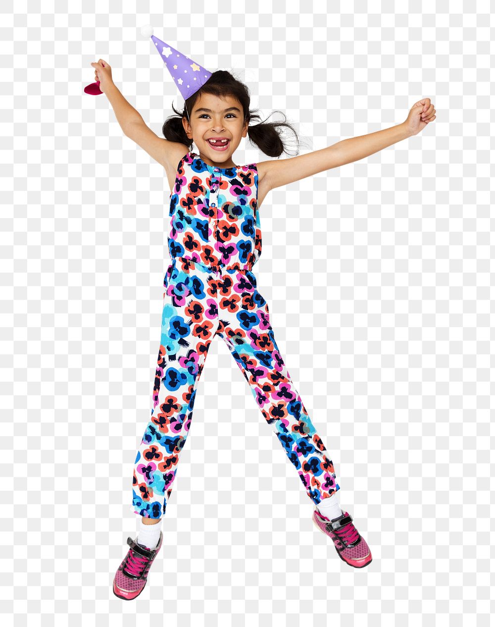 Jumping girl png party, transparent background