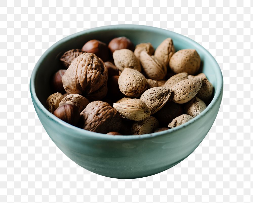 Nuts bowl png, food element, transparent background