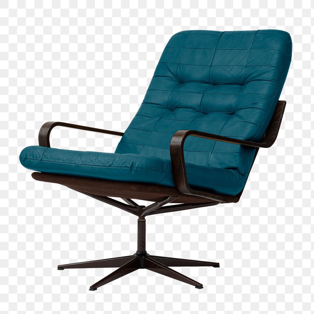 Leather armchair png mid-century modern furniture, transparent background