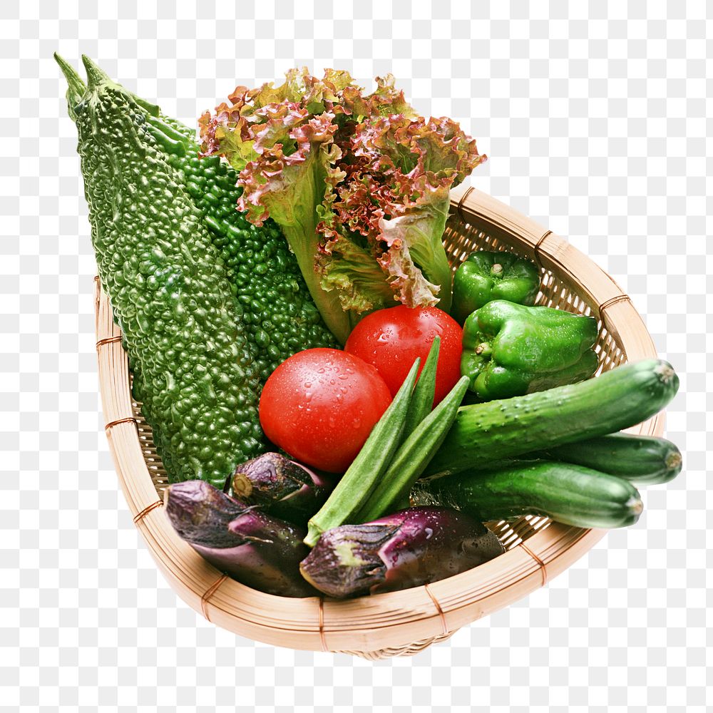 Vegetable basket png fresh food, transparent background