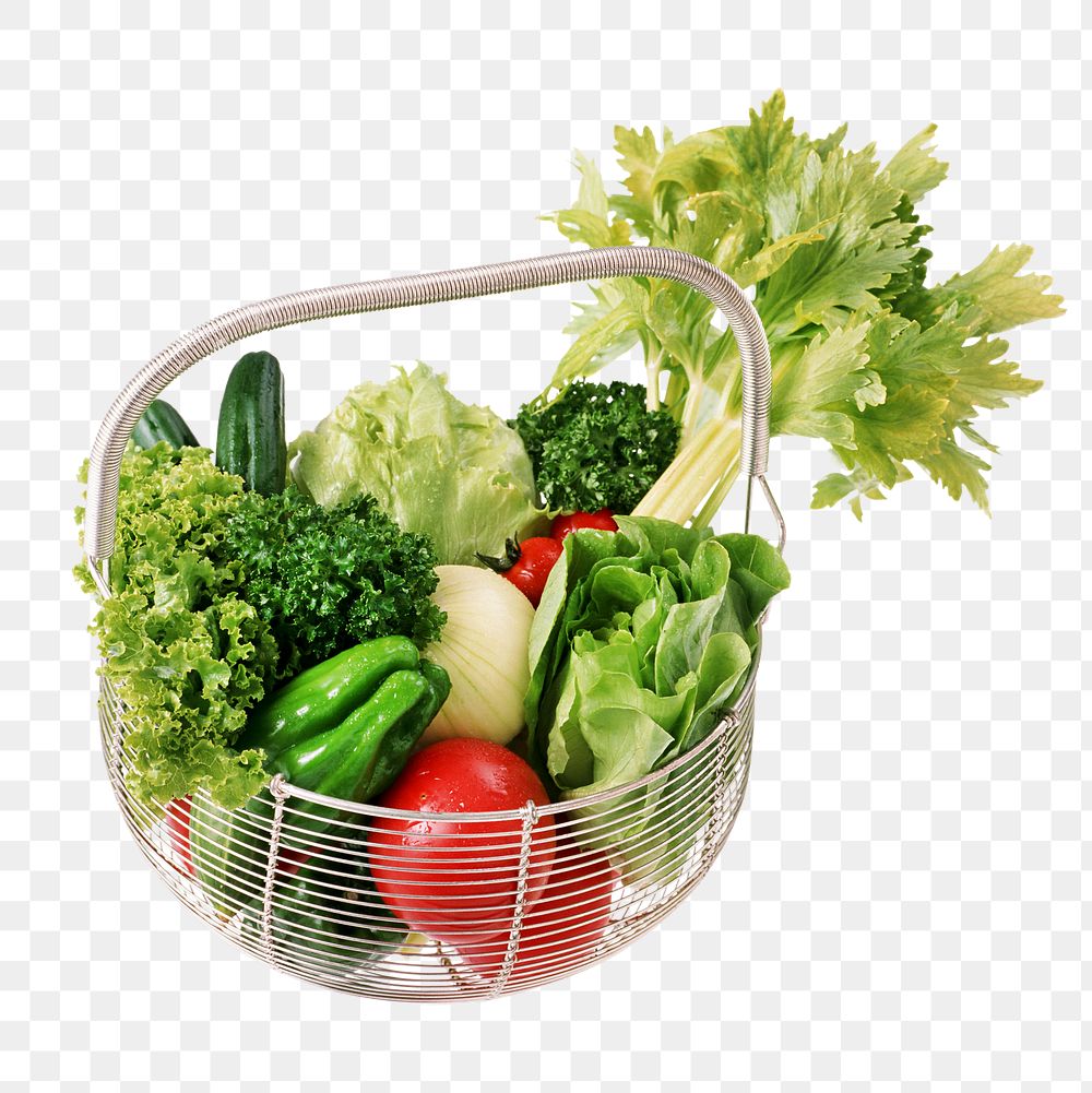 Vegetable basket png fresh food, transparent background