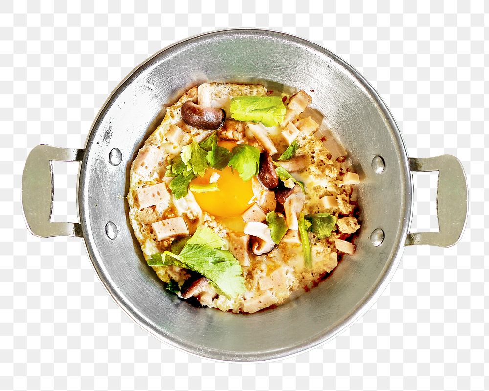 Pan-fried egg breakfast png, transparent background