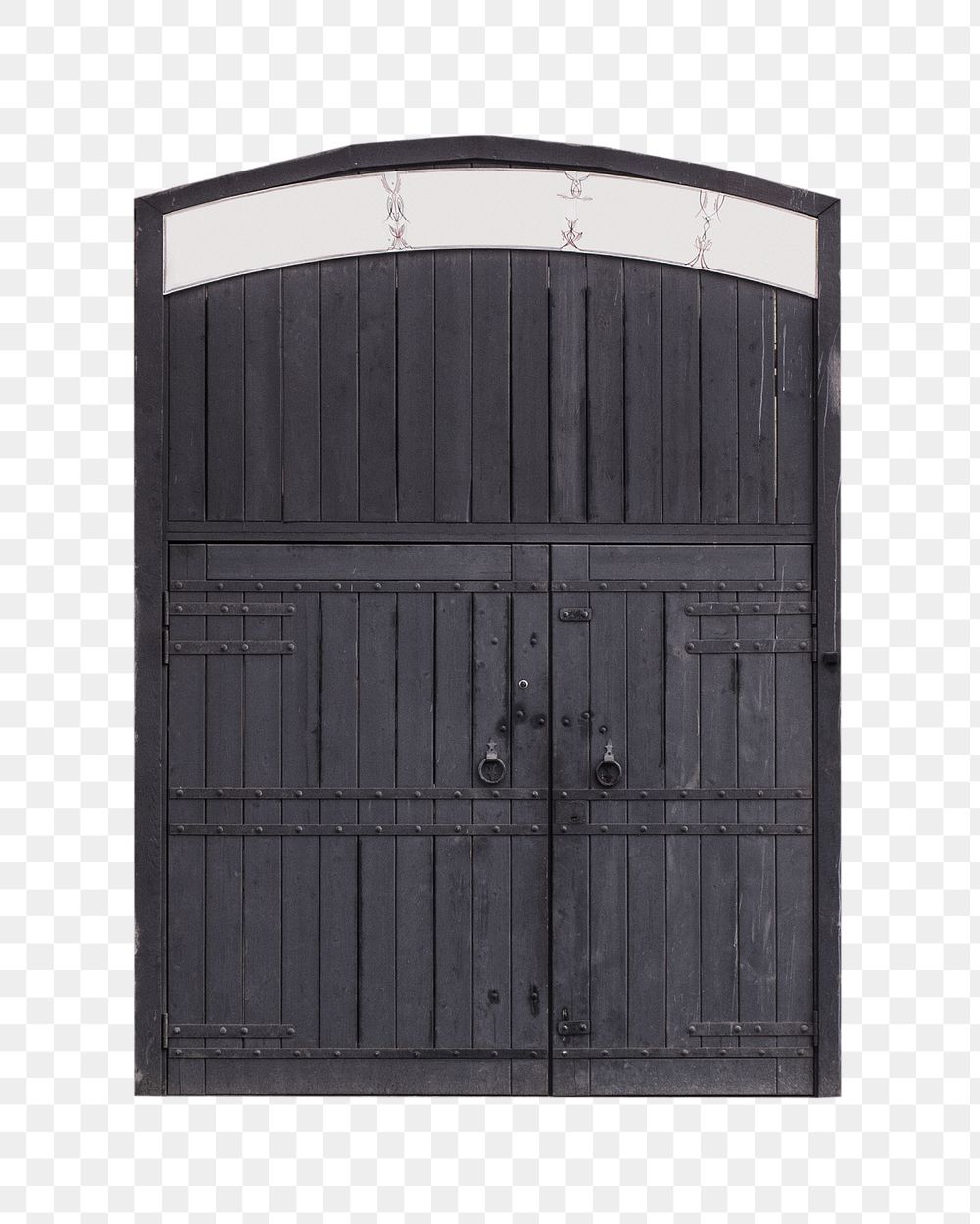 Black wooden door png, isolated object, transparent background