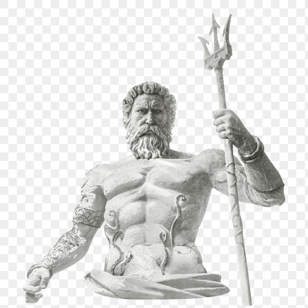 Png Poseidon statue, isolated image, transparent background