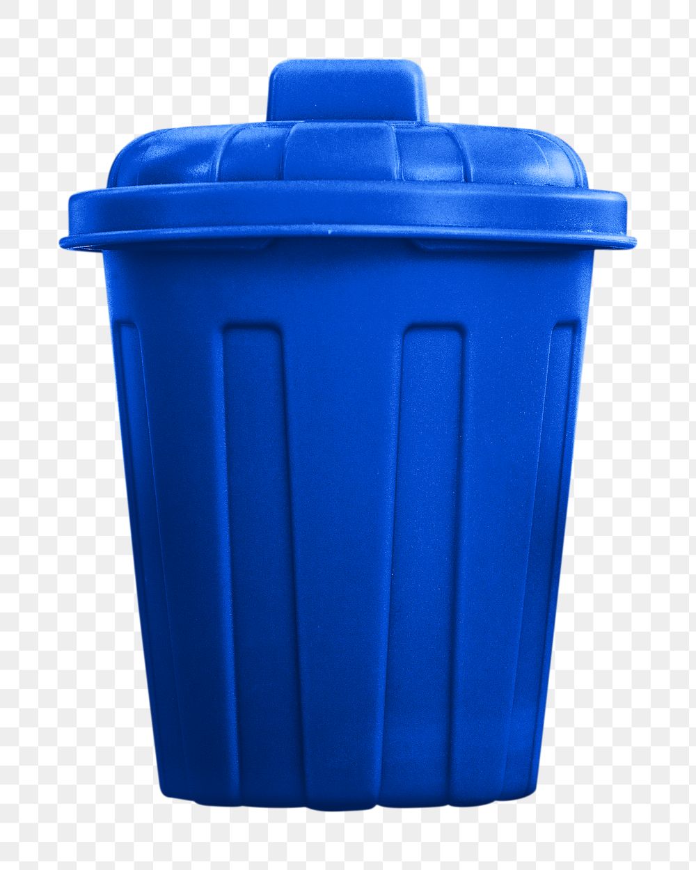 Png blue garbage bin, isolated collage element, transparent background