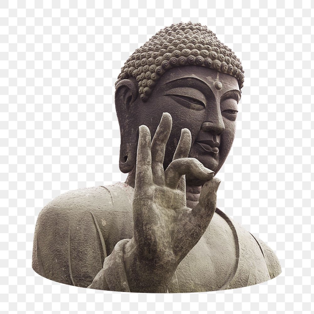 Png stone Buddha statue, isolated object, transparent background