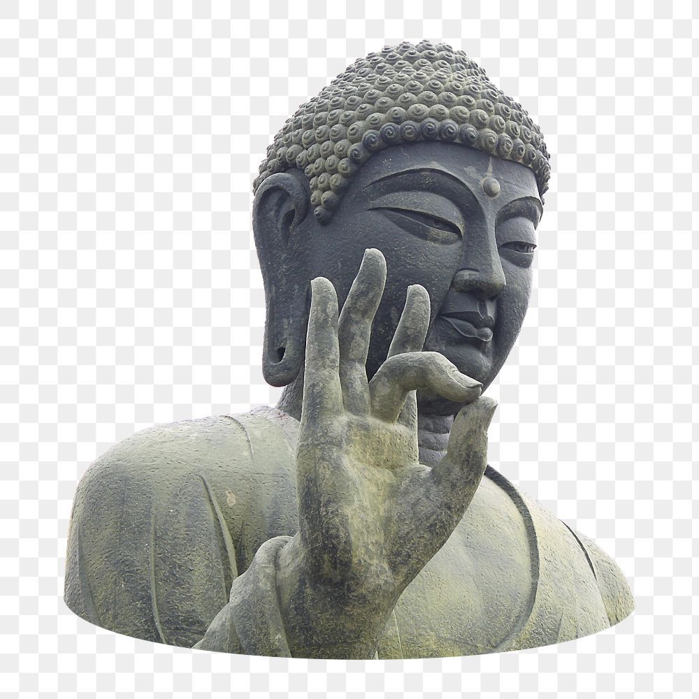 Png stone Buddha statue, isolated object, transparent background