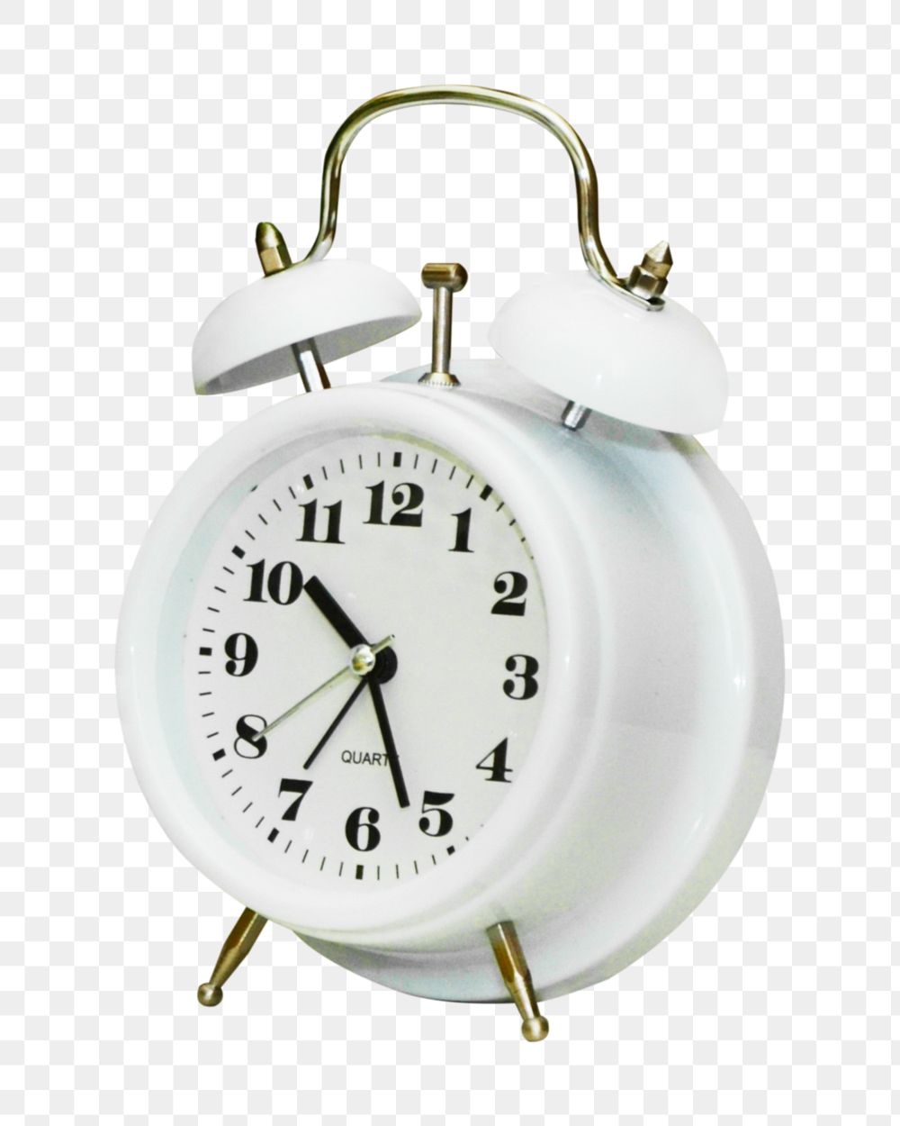 Png white alarm clock, isolated object, transparent background